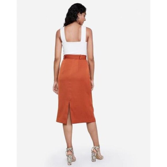 Express High Waisted Split Front Belted Midi Skirt 2 - Picture 2 of 2